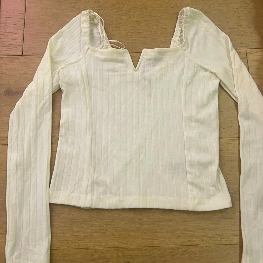 Free People Coquette long sleeve squared v neck shirt